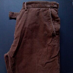 2000's Polo Ralph Lauren Brown Corduroy Leather Trim Pocket Pants Trousers